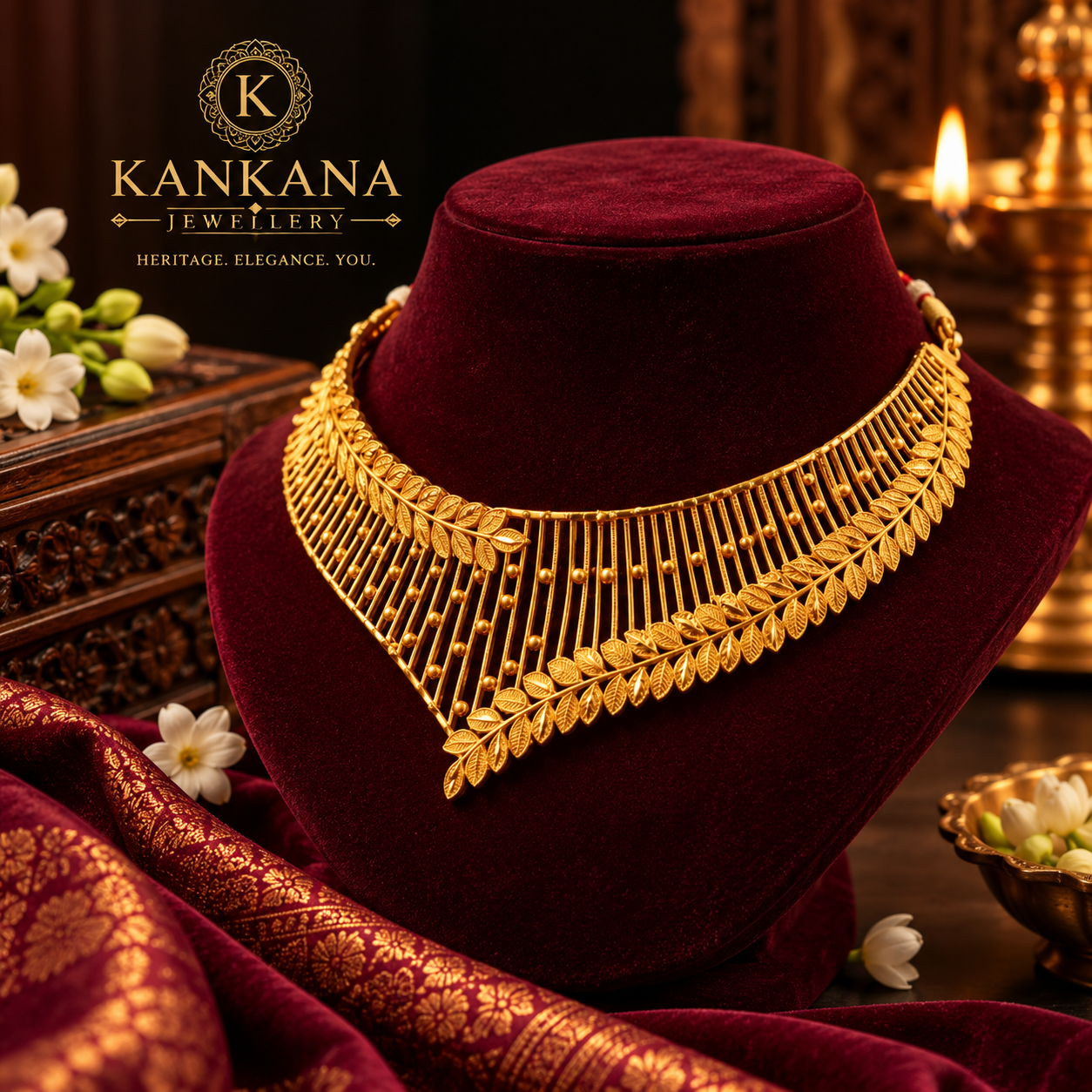 24K Gold Plated Swarnalata Leaf Choker