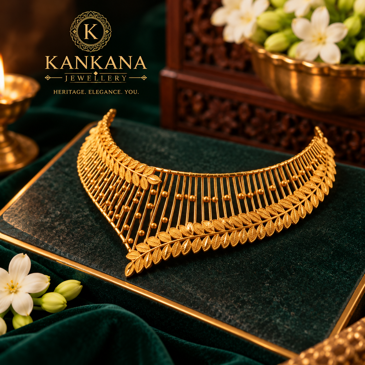 24K Gold Plated Swarnalata Leaf Choker