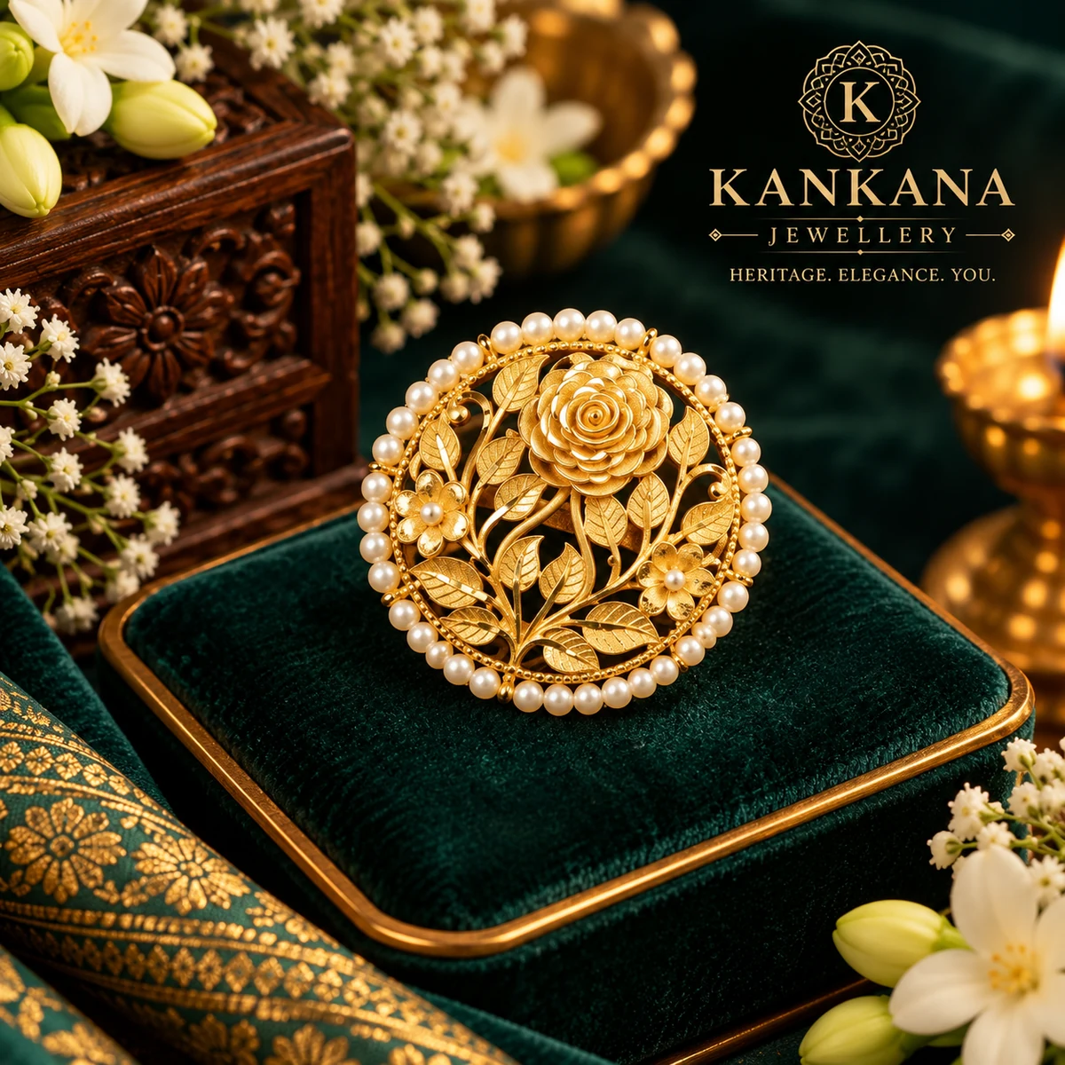 The Gulbahar Pearl-Bordered Statement Ring