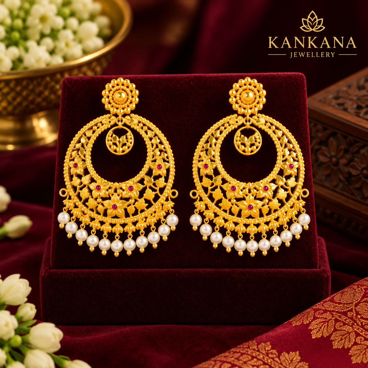 24K Gold Plated Mrinalini Pearl Earrings