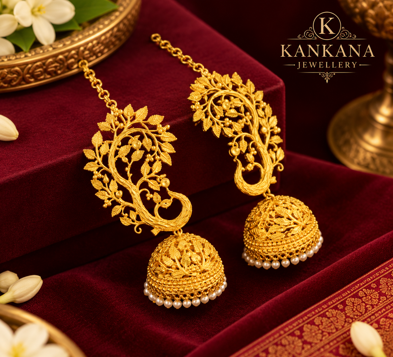 24K Gold Plated Pearl Kalpataru Jhumka Earrings