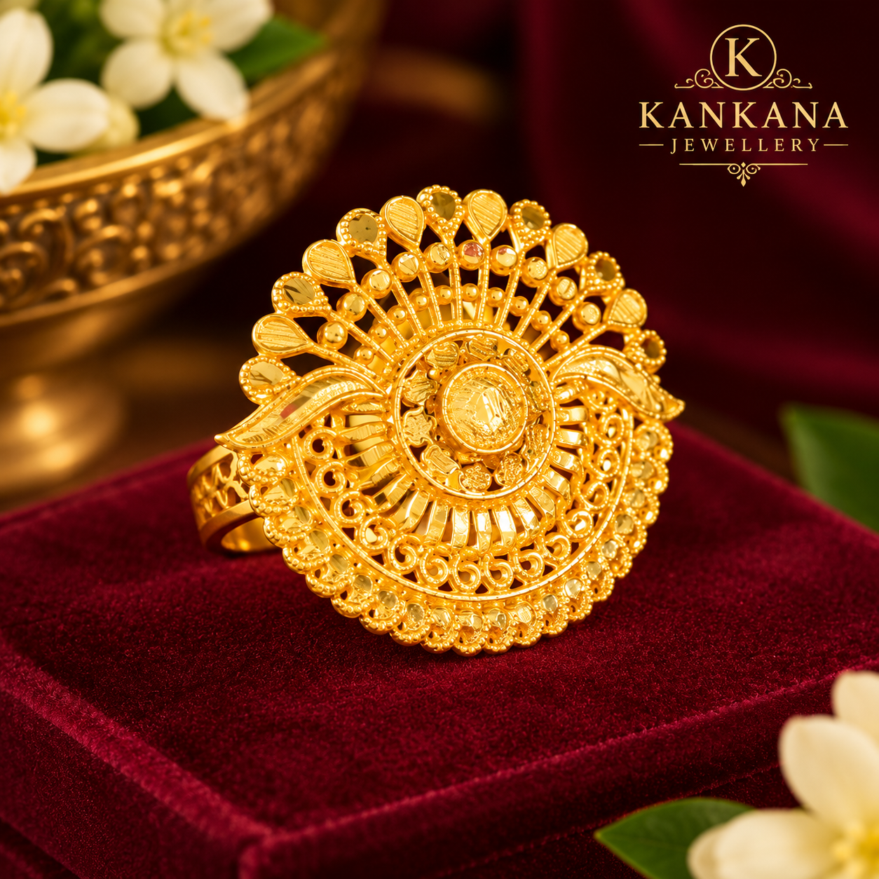 24K Gold Plated Rajkamal Finger Ring